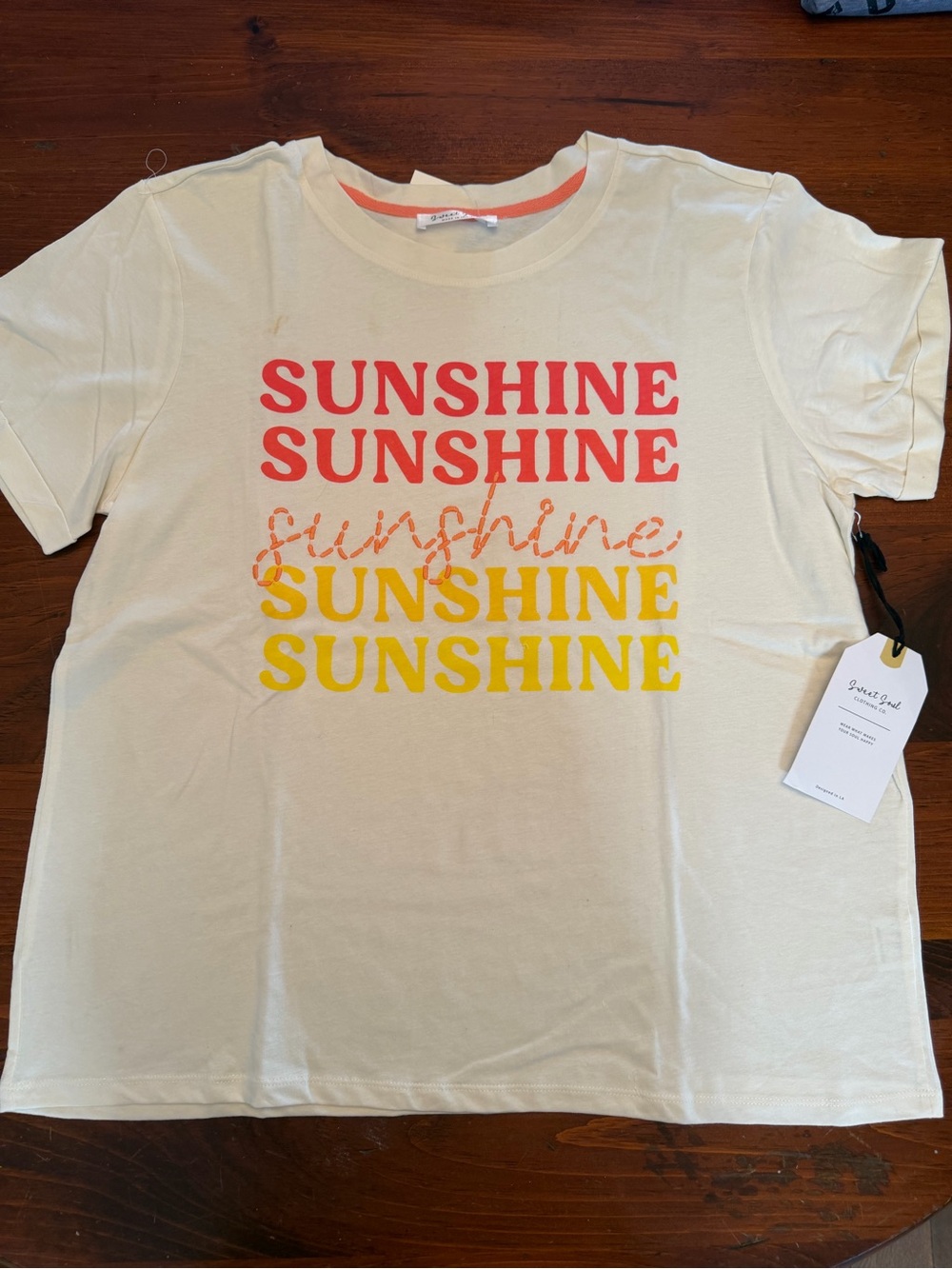 Women’s Sunshine Graphic Tee - Cream with Red & Yellow Print